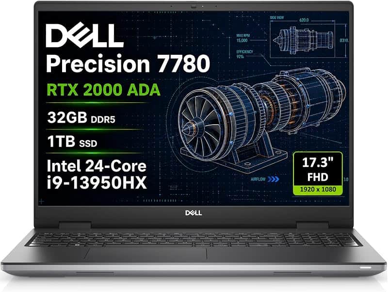 Precision 7780 Laptop, NVIDIA RTX 2000 Ada 8GB, i9-13950HX, 32GB DDR5
