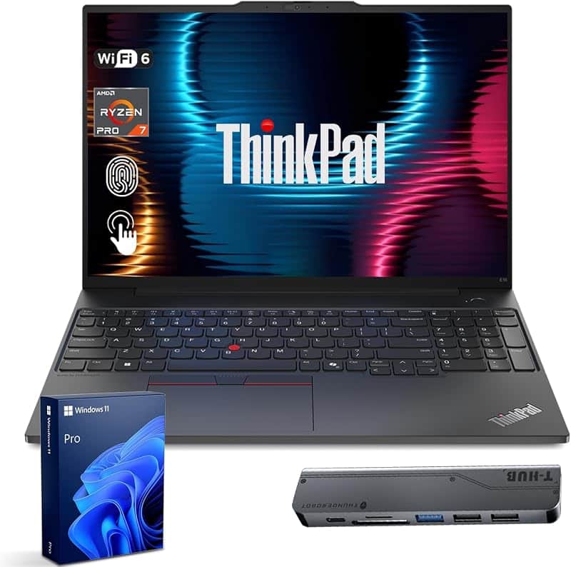 ThinkPad E16 Gen 2 Business Laptop, 16" FHD+ Touchscreen, AMD Ryzen 7 7735U, 32GB DDR5 RA…