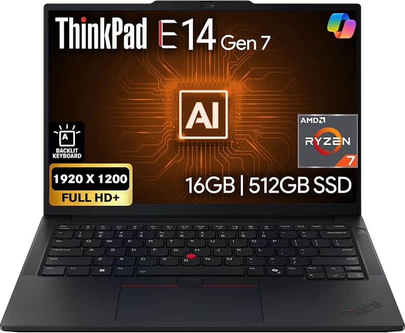 ThinkPad E14 Gen 7 14" FHD+ Display, AMD Ryzen 7 250, 16GB DDR5 RAM, 512GB SSD, Fingerpri…