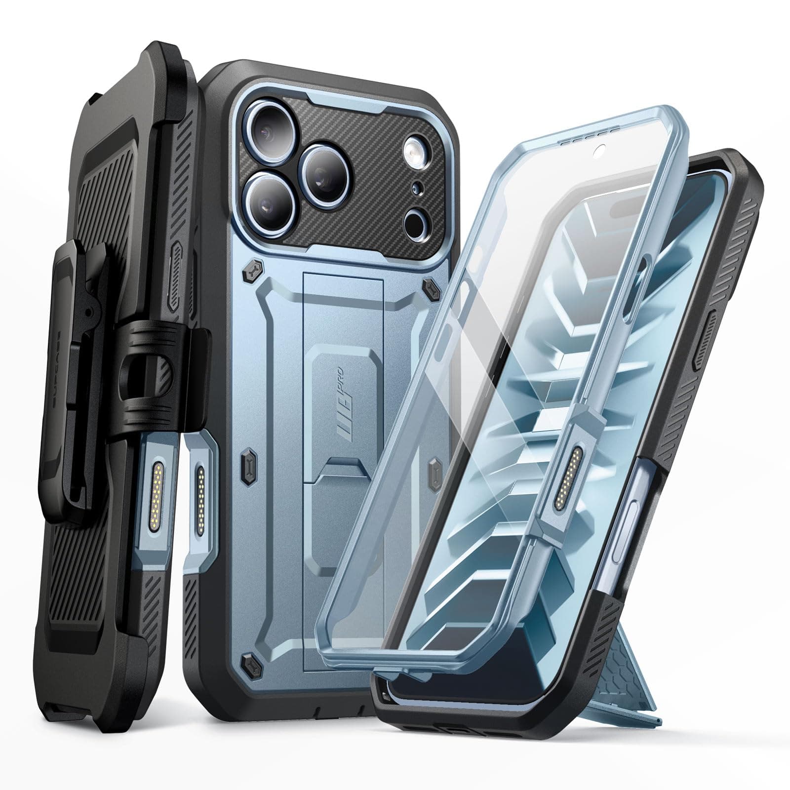SUPCASE for iPhone 18 Pro Case / 17 Pro Case with Belt Clip, Glacier Blue | Military-Grad…