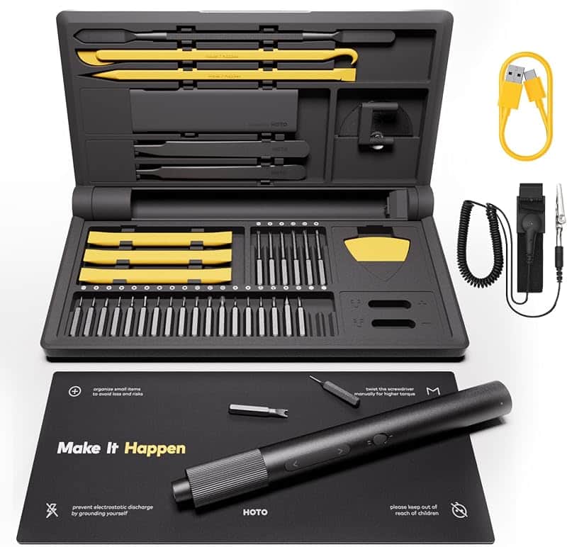 HOTO Precision Screwdriver Set, Repair Kit/w 26 Bits and 10 Repair Tools | 110° Upright W…