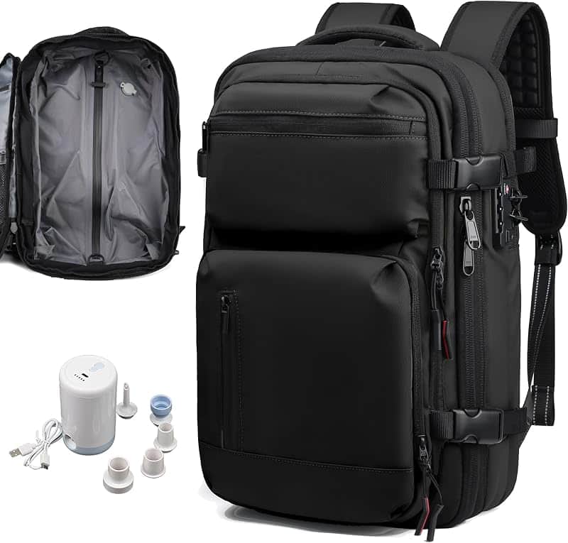 Vacuum Backpack Travel,with Air Pump,60L Expandable Compression,TSA Lock,Built-in TPU Vac…