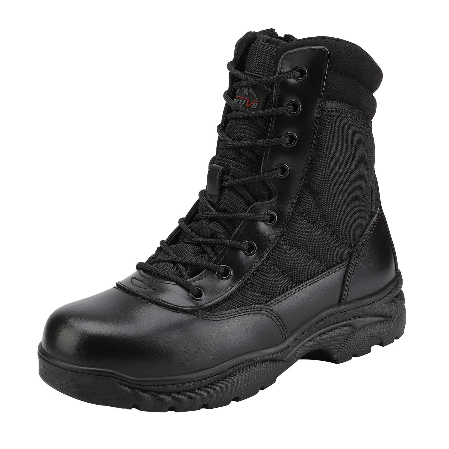 NORTIV 8 Men's Military Tactical Work Boots | Side Zipper Leather Motorcycle Combat Boots…