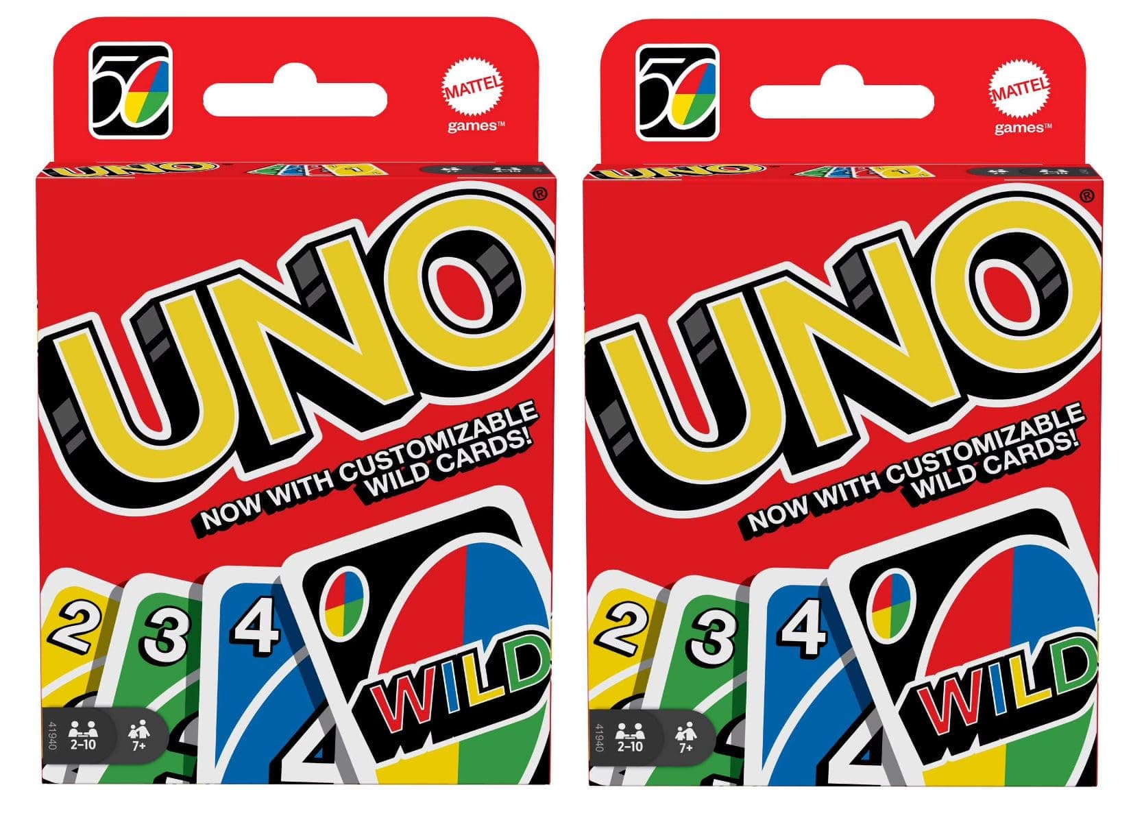 UNO Card Game Pack of 2 with Customizable Wild Cards