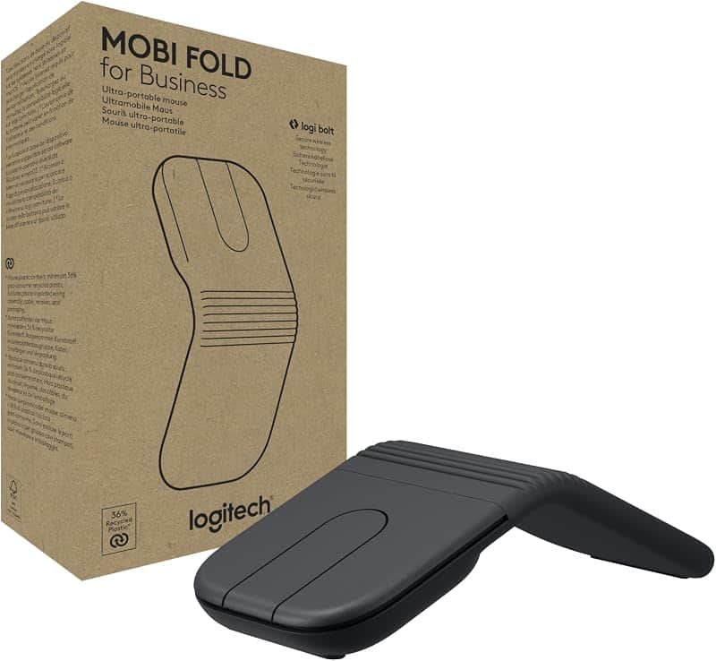 Logitech Mobi Fold for Business Foldable Wireless Mouse - Graphite | Touch scroll, quiet…