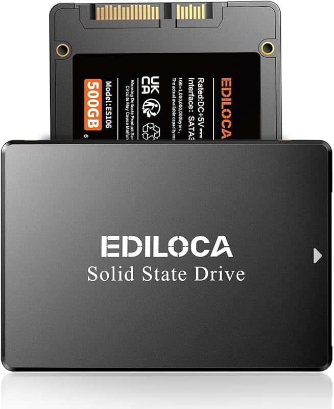 Ediloca 500GB SSD Internal Solid State Drive 2.5" SATA III 6Gb/s, 540MB/s Read Speed 3D T…