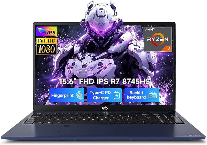 NIMO 15.6 FHD AI Light Gaming Laptop, 8 Core AMD Ryzen 7 8745HS 32GB RAM 1TB SSD (Beat R9…