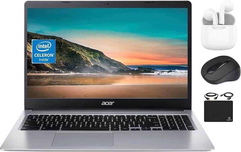 Chromebook 2023 Flagship Laptop Computer Thin Light, 15.6” HD Display, Dual Core Intel Ce…