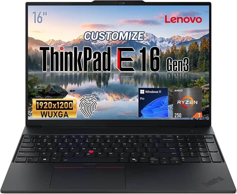ThinkPad E16 Gen 3 AMD Ryzen 7 250 Business Laptop, Up to 64GB + 2TB
