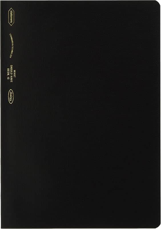 Nitoms S4108 STALOGY Notebook, A5, Squared, 1/2 Ear, Black