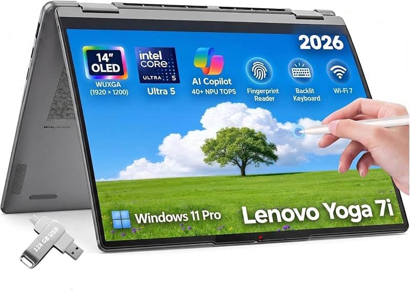 Yoga 7i 2-in-1 14 inch 2K OLED Touchscreen AI Laptop Computer