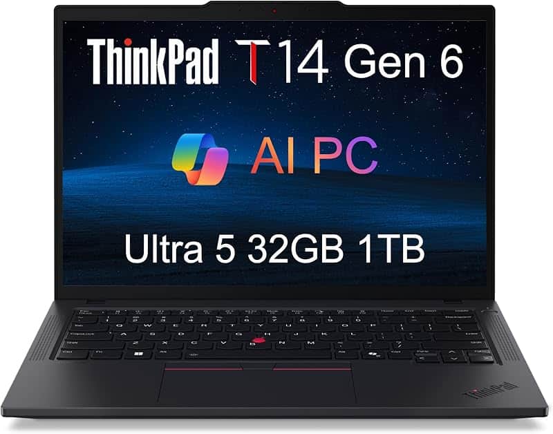 ThinkPad T14 Gen 6 Laptop, Intel Ultra 5 225U, 32GB DDR5, 1TB SSD
