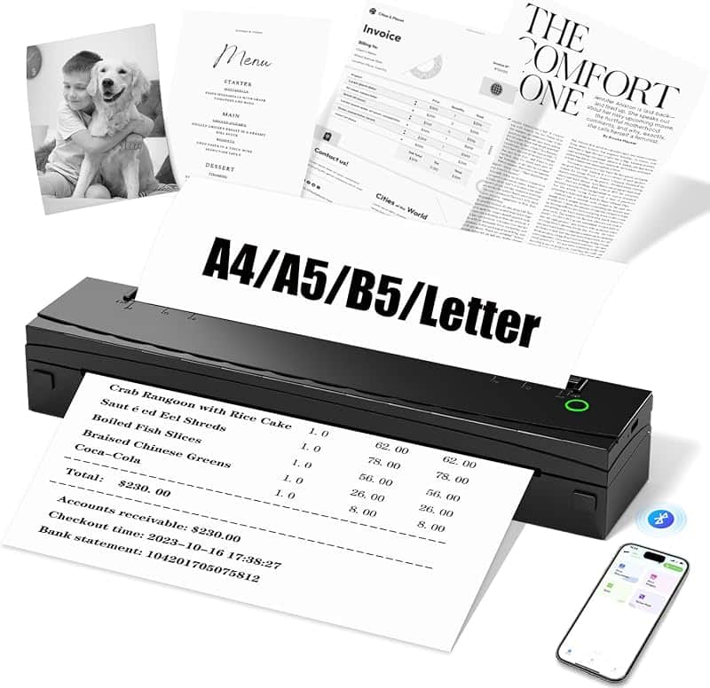 Portable Printer Wireless for Travel, D80 Thermal Printer, Inkless Printers, Compatible w…
