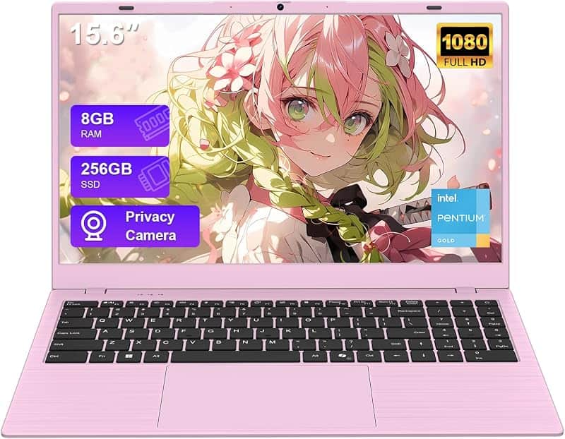 VIGSENUP15.6 FHD Pink Laptop 8GB RAM 256GB SSD,CPU up to3.4GHz,OfficeSuite | Numeric Keyp…