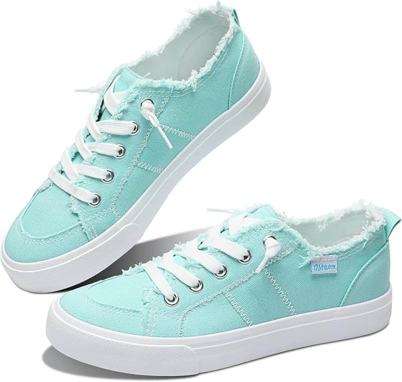 Women's Play Fashion Sneaker White Color Washed and Leopard Canvas Slip on Shoes