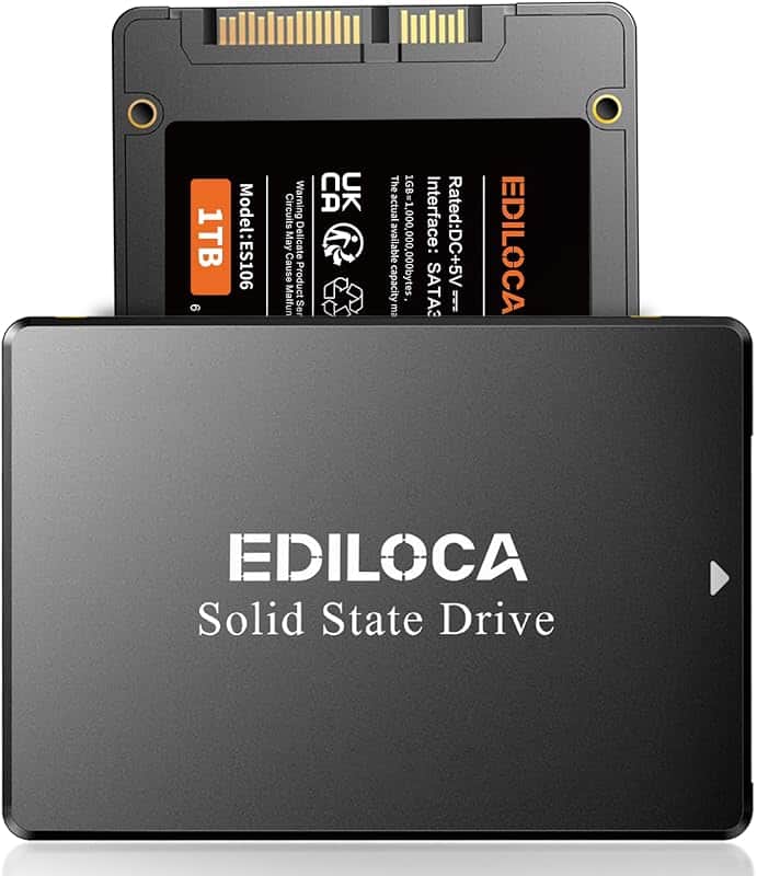 Ediloca 1TB SSD Internal Solid State Drive 2.5" SATA III 6Gb/s, 550MB/s Read Speed 3D TLC…