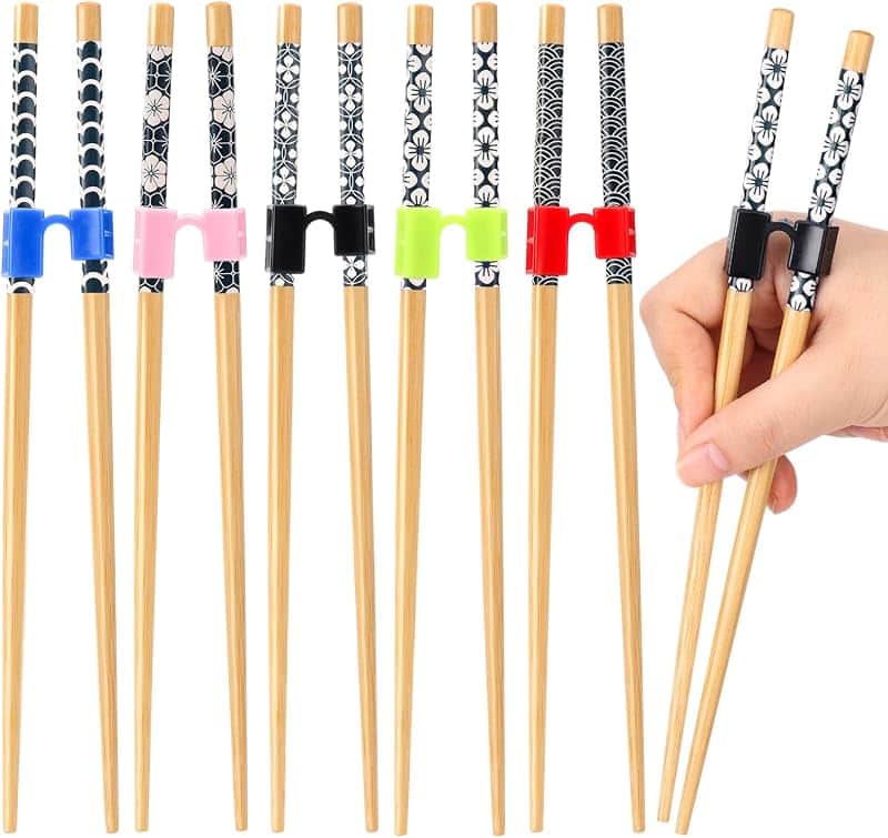 5 Pairs Wooden Training Chopsticks, 8.86 Inch Wooden Learning Chopsticks, Reusable Chopst…