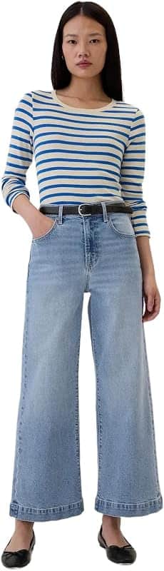 Women's High Rise Wide Leg Cropped Jeans