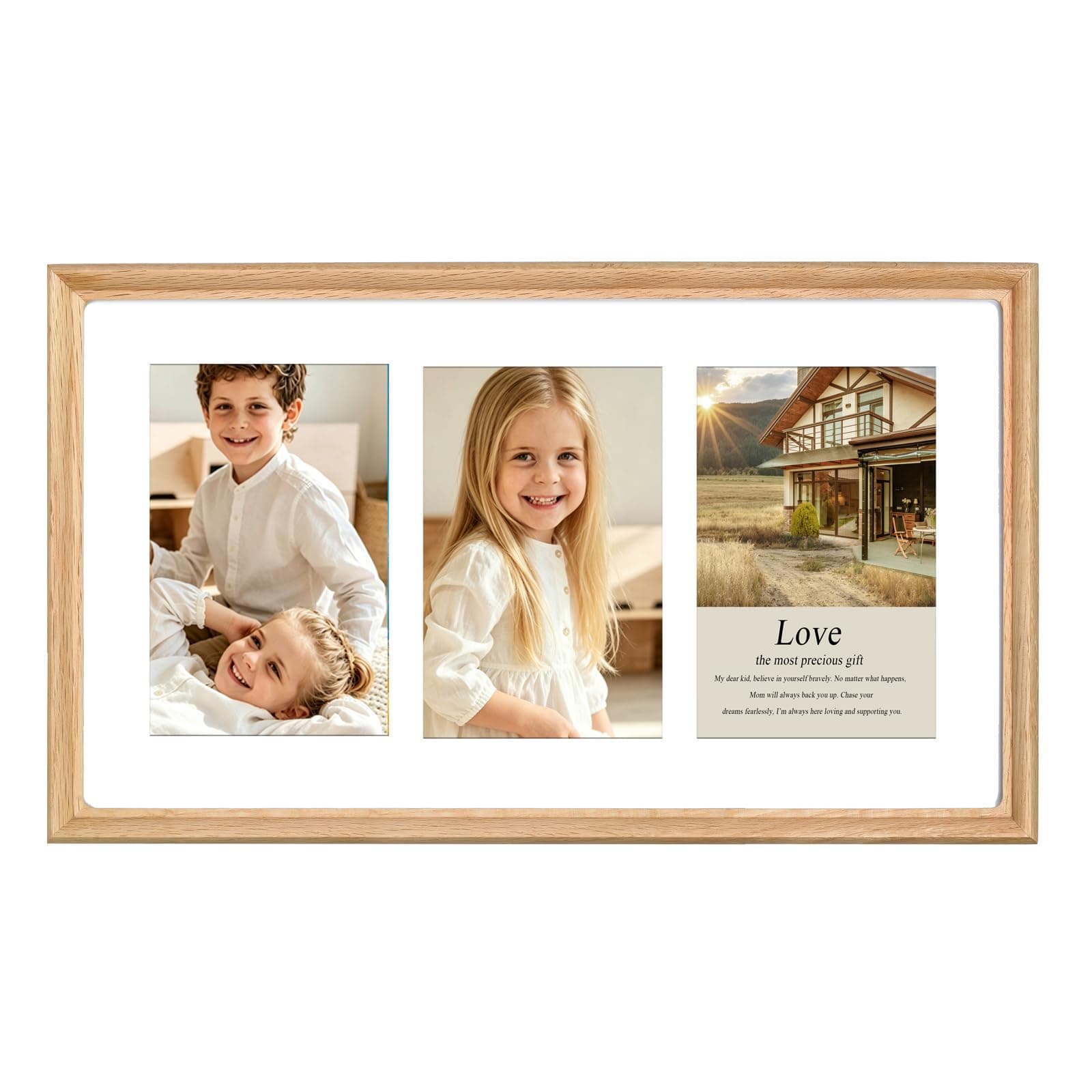 Hdmomen 8x14 Collage Picture Frame for 3Pcs-4x6 Photos, Solid Wood Frames | HD Tempered G…
