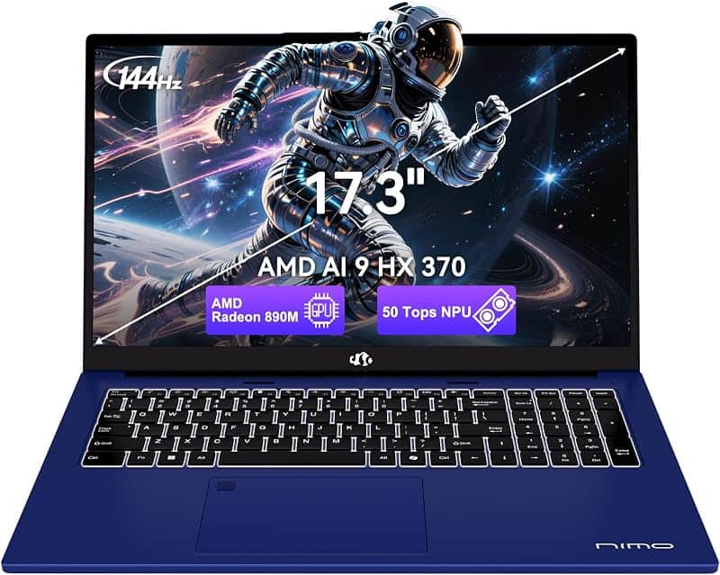 NIMO 17.3 AI Copilot+ Laptop, 12 Core AI 9 HX 370 32GB 5600MHz DDR5 1TB SSD | (12C/24T, 5…