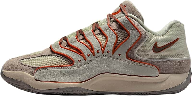 KD18 Rise Basketball Shoes (Soft Pearl/Light Bone/Light Iron Ore/Campfire Orange)