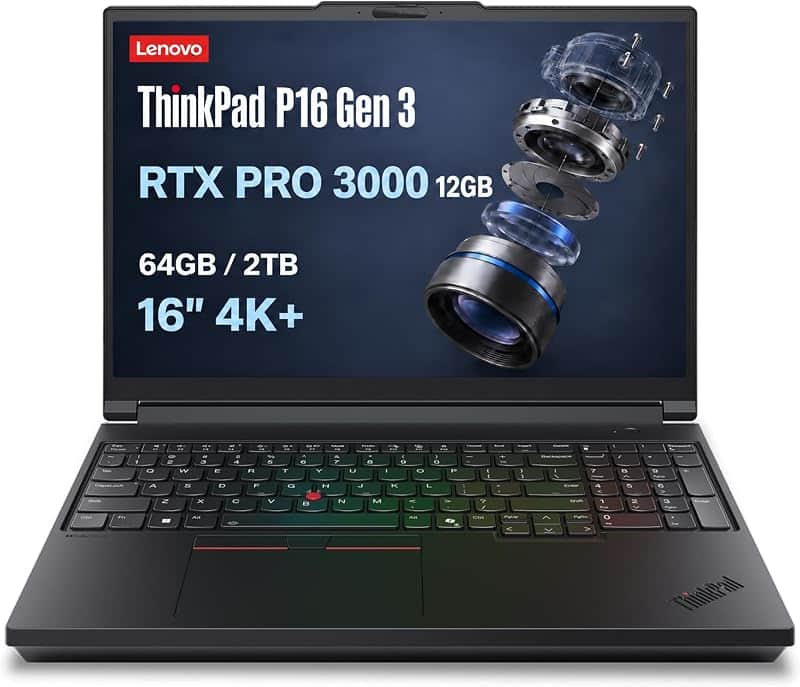 ThinkPad P16 Gen 3 Mobile Workstation Laptop (16" 4K+ UHD+, NVIDIA RTX PRO 3000 Blackwell…