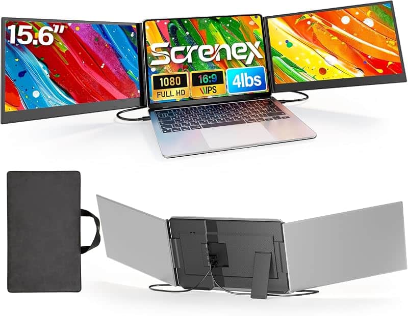 Screnex 15.6" Laptop Screen Extender New Upgraded Ultra-Thin & Light, Triple Portable Mon…