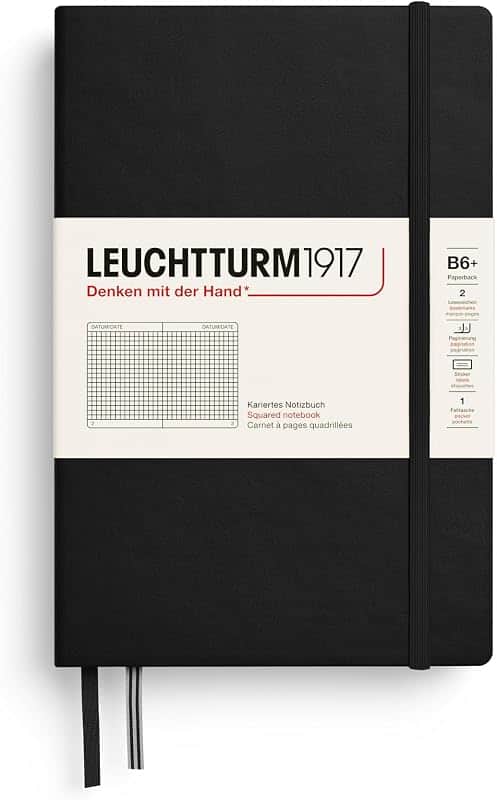 Notebook Hardcover Paperback B6+ - 219 Numbered Pages for Writing and Journaling (Black,…