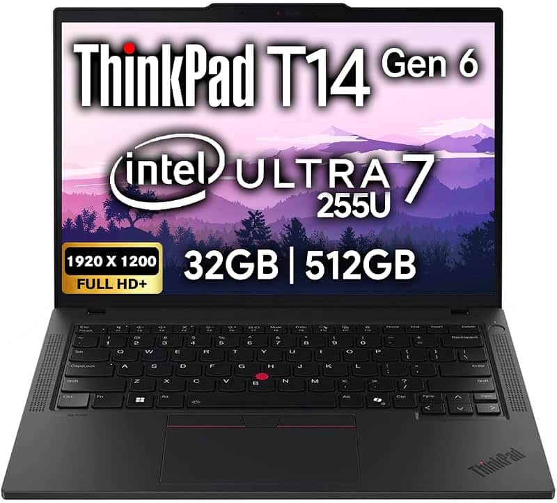 ThinkPad T14 Gen 6 Business Laptop 14" FHD+ IPS, Intel Ultra 7 255U, 32GB DDR5 RAM, 512GB…
