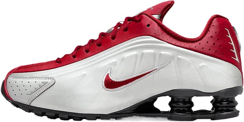 Shox R4 Men's Shoes (Metallic Silver/Black/Team Crimson)