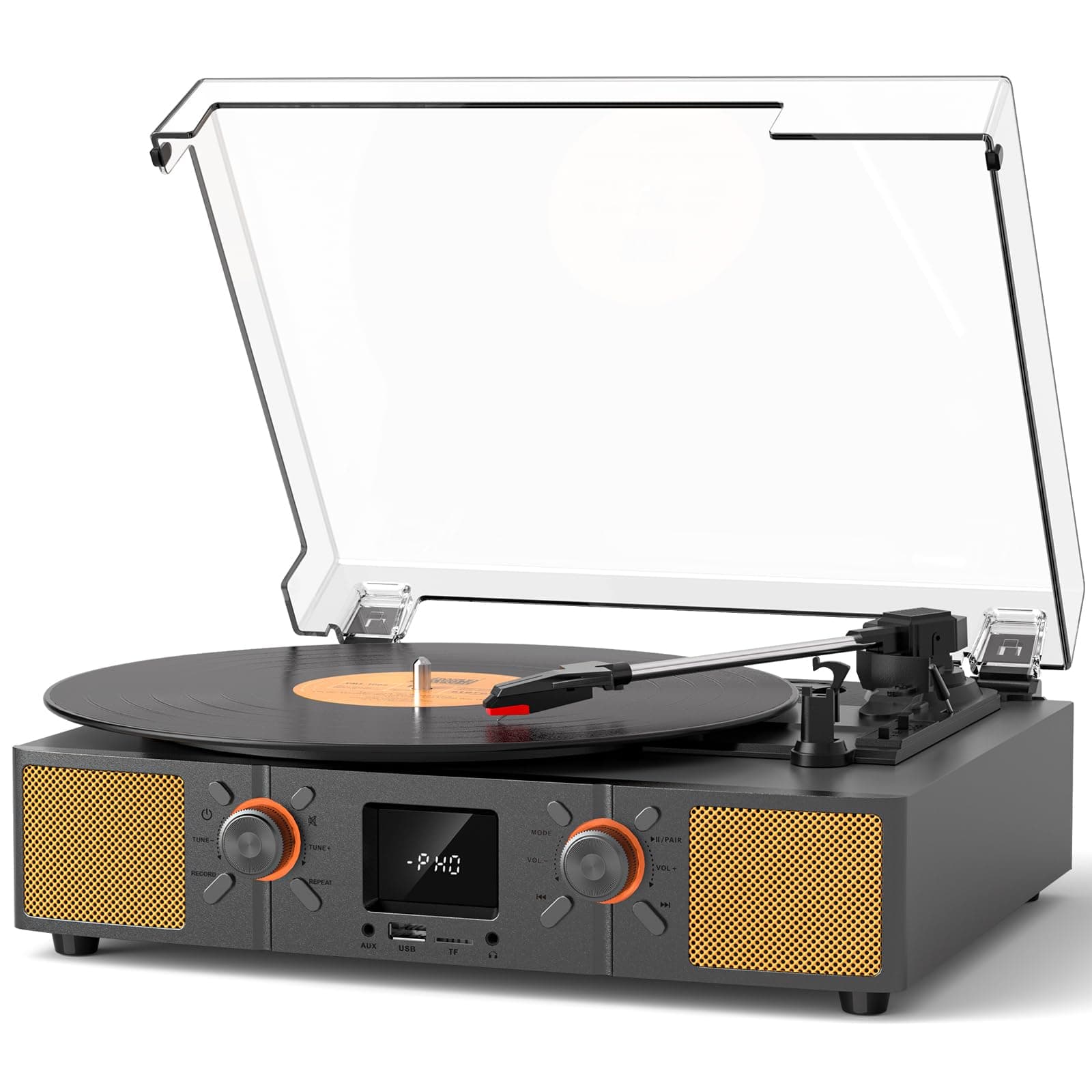 VINYLS LINK Vinyl Record Player with Speakers, Bluetooth, USB Recording