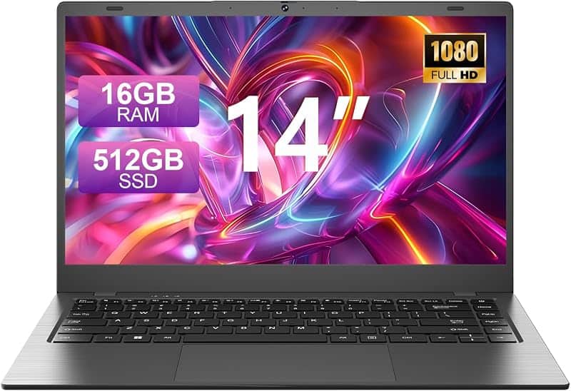KINOBUC Laptop Computer 16GB RAM, 512GB SSD, 14 Inch FHD IPS Screen | Portable Laptops fo…