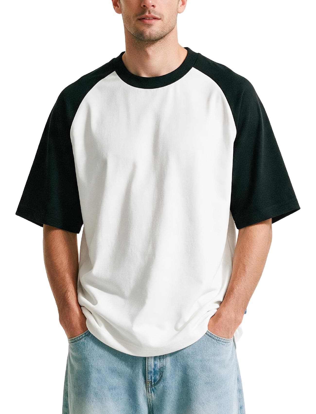 Mens Raglan T Shirts Oversized Short Sleeve Baseball Tee