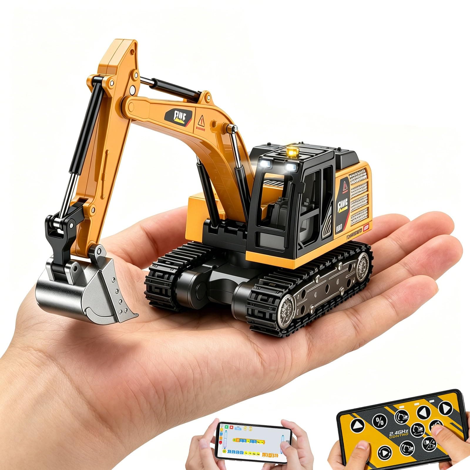 mini RC Excavator Toy 1:64 Remote Control Alloy Construction Vehicle