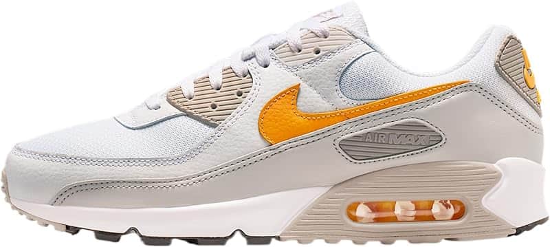 Air Max 90 Men's Shoes (White/College Gray/Burst Gray/Laser Orange)