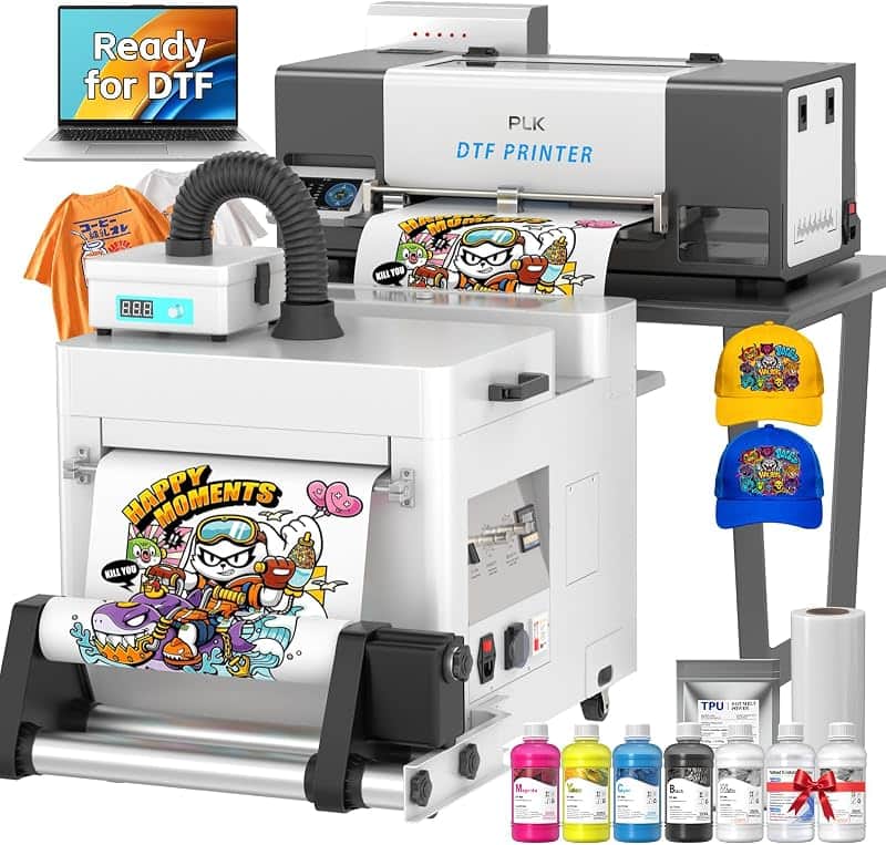 PLK A3 DTF Printer with Shaker Dryer&Laptop&Purifier | Upgraded XP600 Printhead,Double-Sp…