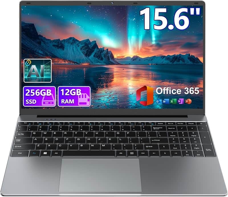 15.6" FHD IPS Student Laptop, AI Assistant Included, Office 365