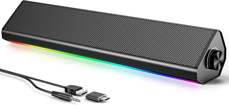 Computer Speakers for PC and Laptop, Under Monitor Sound Bar, Black