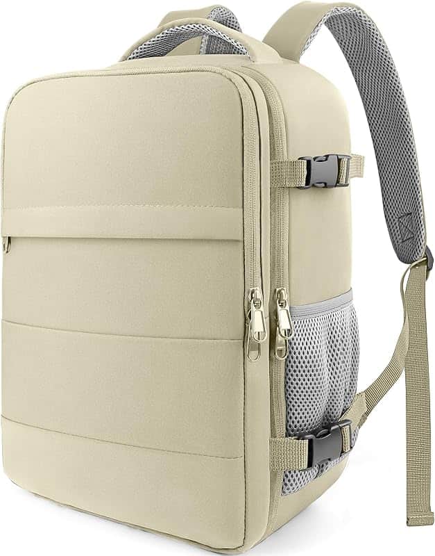 HOTOR Travel Backpack Flight Approved Bag Men Women, Medium Beige | TSA Carry on Luggage,…