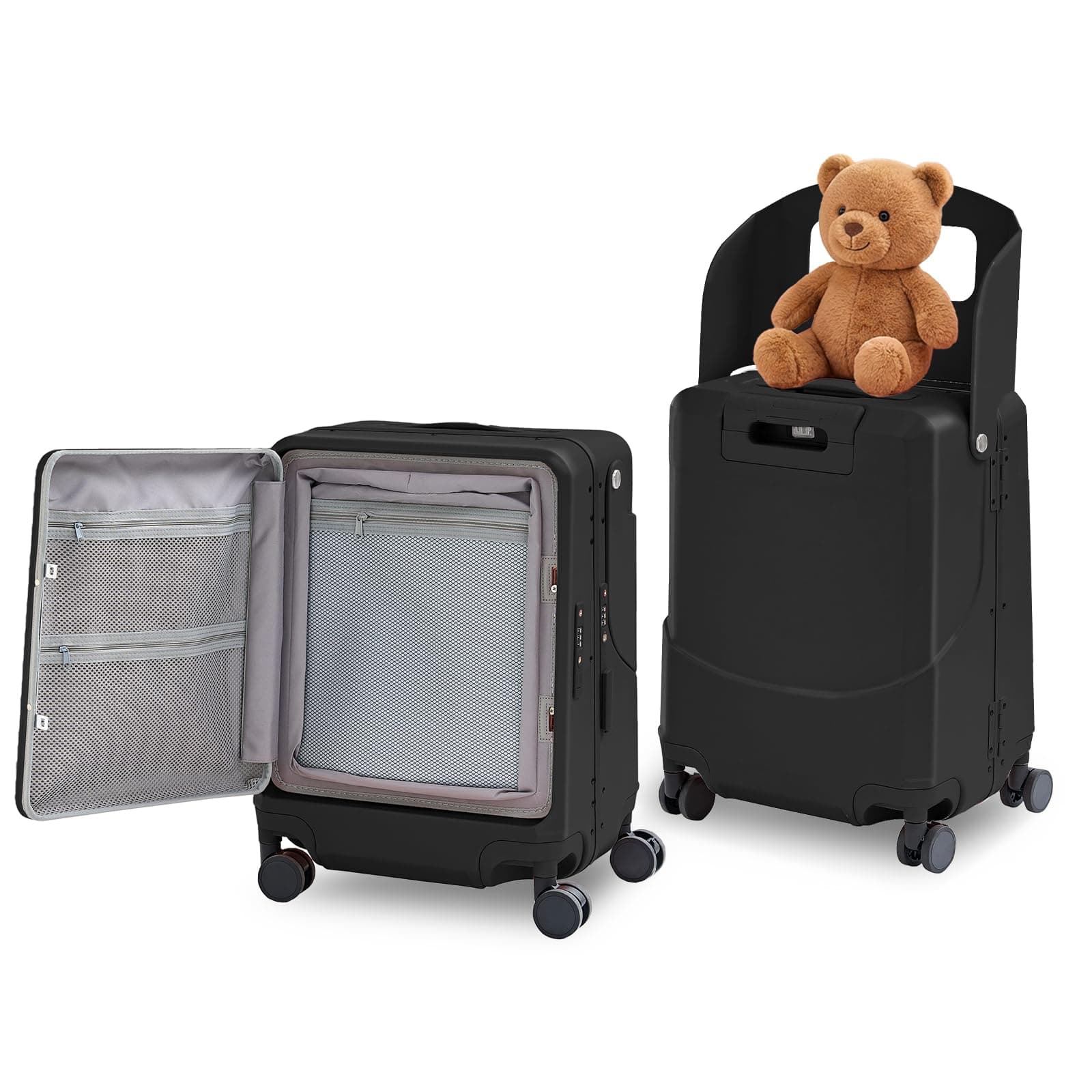 TABU 20" Ride-on Luggage with Foldable Seat, Front Opening, Black | Carry-On, Ride on, Bu…