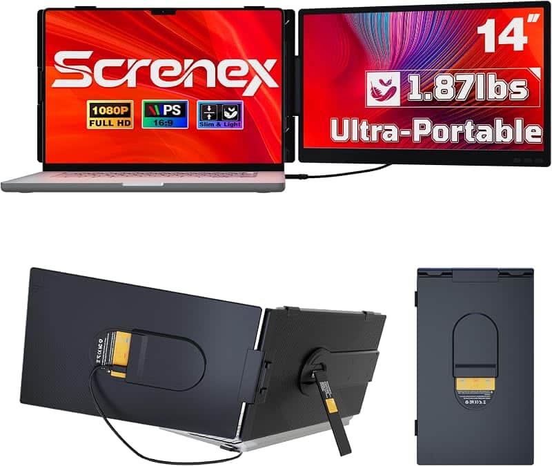 Screnex 14.2" Laptop Screen Extender, FHD 1080P IPS Portable Laptop Monitor | 0.27" Ultra…