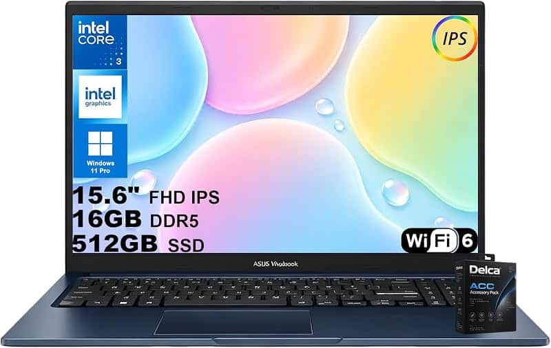Vivobook 15 AI Business Laptop | 15.6" FHD IPS Anti-Glare| Intel 6-core Core 3 100U (4.7…