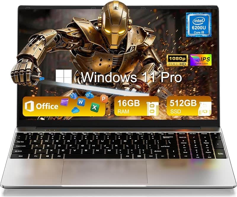 2026 Premium 15.6" FHD Business Laptop Computer, 16GB RAM 512GB SSD, Core i5-6200U, Offic…