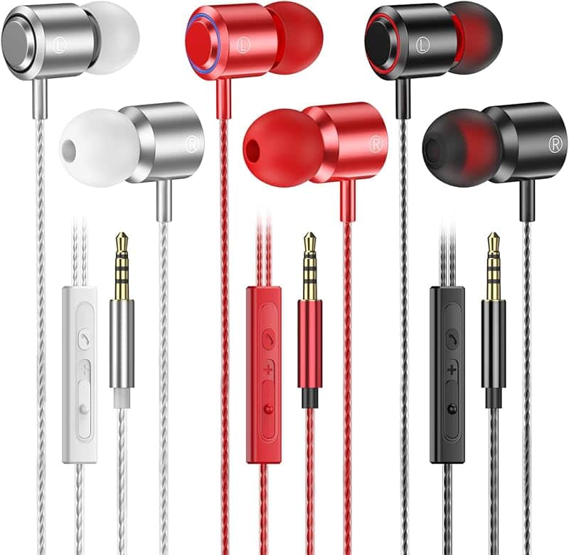 3 Pack Wired Earbuds with Microphone, In-Ear Headphones Wired with Noise Blocking &Volume…