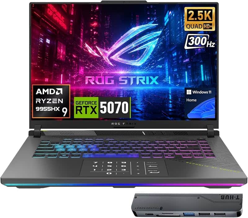 ROG Strix G16 5070 300Hz Gaming Laptop, AMD Ryzen 9 9955HX, GeForce RTX 5070, 16" QHD+ 2.…