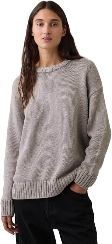 Women's Oversized Boyfriend Cotton Crew Sweater