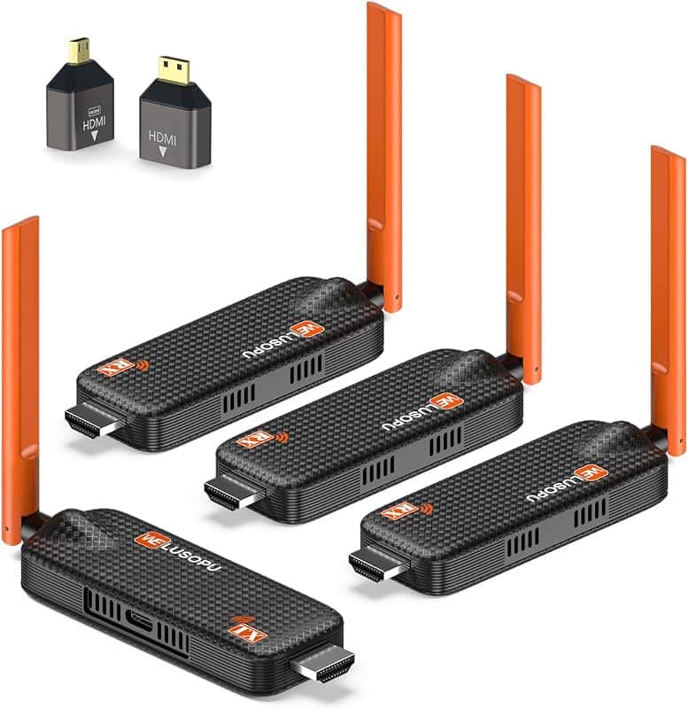 WELUSOPU Wireless HDMI 3 Receivers and Transmitter, Up to 6 Receivers, 5.8G | 1080P 60Hz…