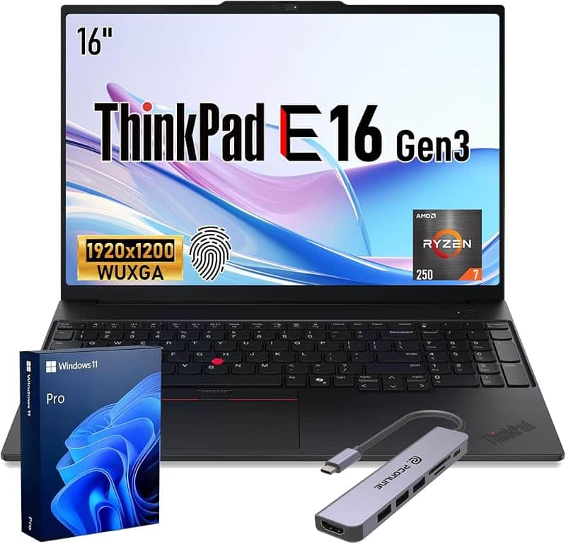 ThinkPad E16 Gen 3 AMD Ryzen 7 250 16GB + 512GB Business Laptop