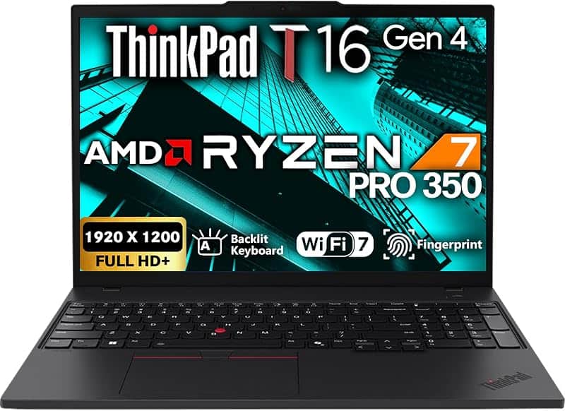 ThinkPad T16 Gen 4 Business Laptop 16 FHD+ Display, AMD Ryzen 7 AI Pro 350, 64GB DDR5 RAM…