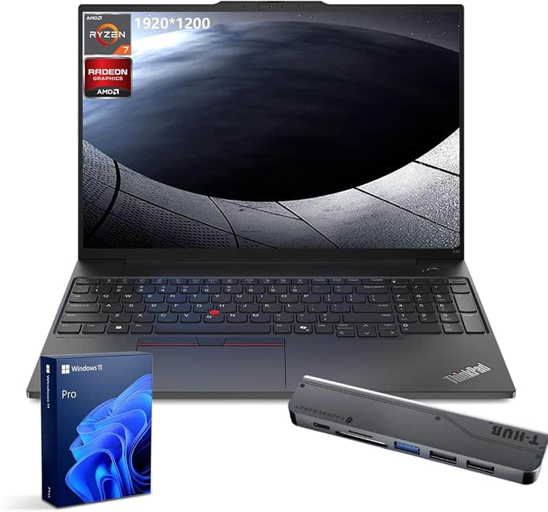 ThinkPad E16 Gen 2 Business Laptop, 16" FHD+ Display, AMD Ryzen 7 7735HS, 32GB DDR5 RAM,…